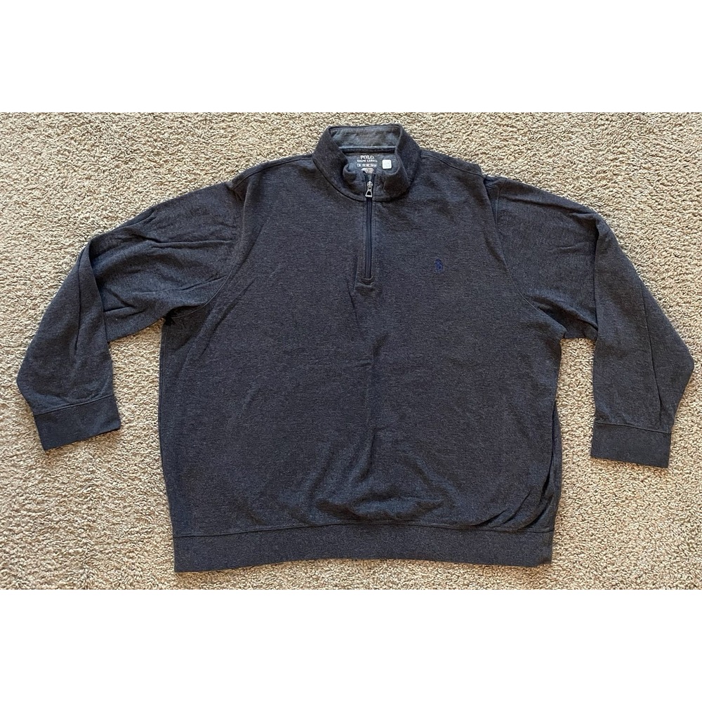 Polo‎ Ralph Lauren 1/4 Zip Pullover Mens Dark Gray Pony Soft Cotton Size XXL